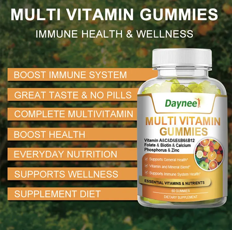 Advanced Multi vitamin Gummies for Brain Support and Immunity Support Vitamins Complex Supplement Vitamins Bottle