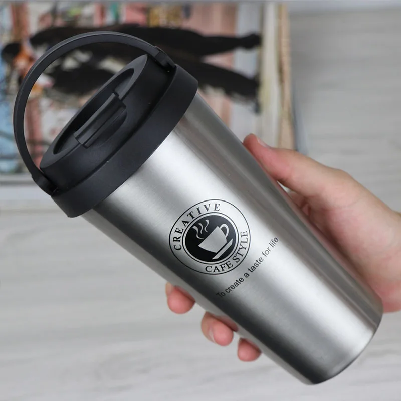 Изготовленные на заказ Многоразовые Путешествия Тепловой Tazas де кафе теплее с двойными стенками из нержавеющей стали кружки для кофе ручкой