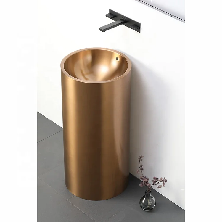 Customized size  Square Solid surface Stainless Steel Pedestal wash basin bathroom sink