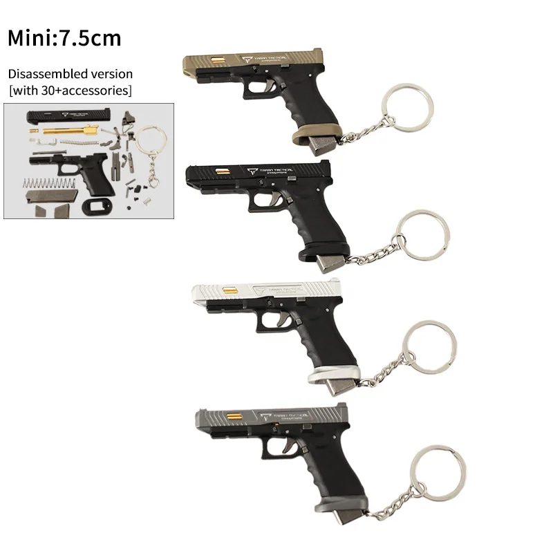 Ready Ship TTI G34  Mini Toy Gun Model Keychain Factory Supply Zinc Alloy 7.5 CM Gun Keychains Eject Shell With Bullets