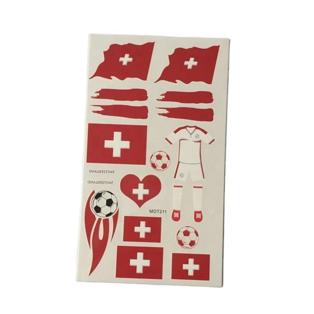 2022 Switzerland national flag tattoo sticker set non-toxic swiss football body Temporary Tattoo Sticker set