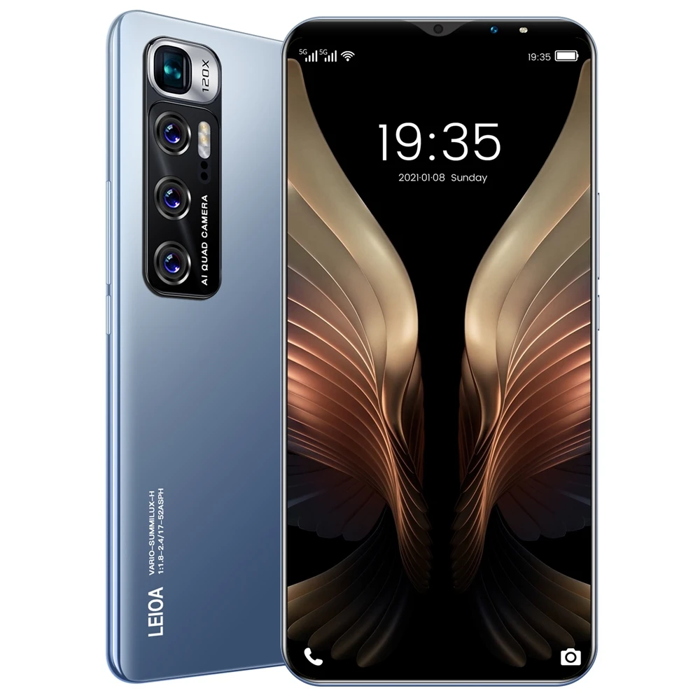Dropshipping 2022 factory direct sale 6.1inch m10 plus smart phone 8GB + 512GB full screen Mobile phone finger/face unlock phone