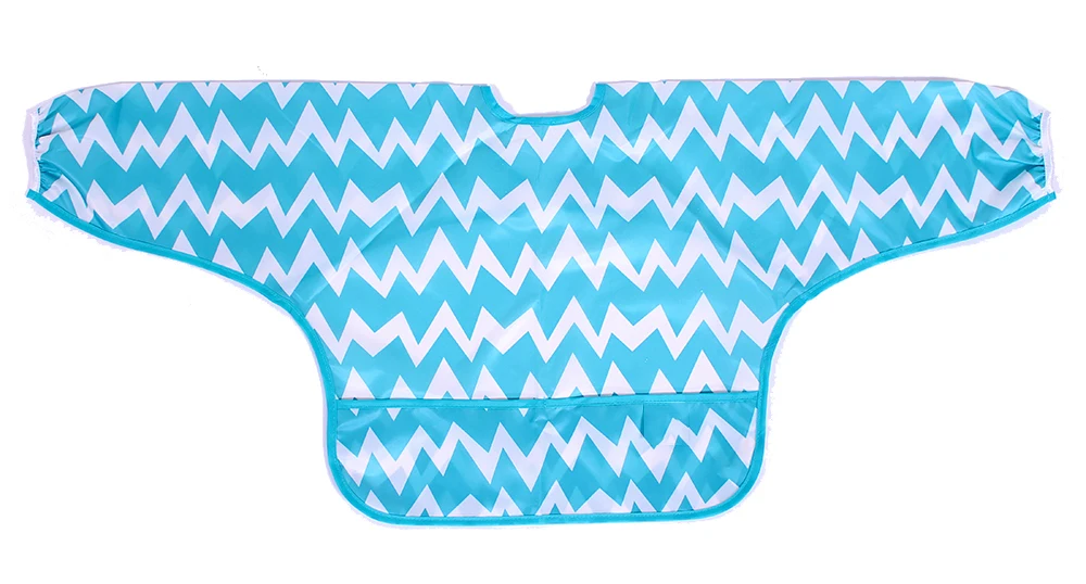 Easy to wipe oil stain proof full-length long sleeved waterproof baby smock feeding bib for 6-24 months