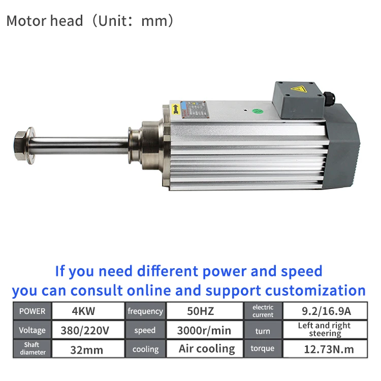 Made In China 4.0KW 50HZ Servo Motor Multi Cnc Router High Speed Precision Spindle