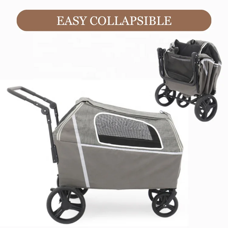 Eaynon Commodious Outdoor Travel Pet Big Dog Cat Stroller Bearing Capacity 155lbs Large Dog Trolley