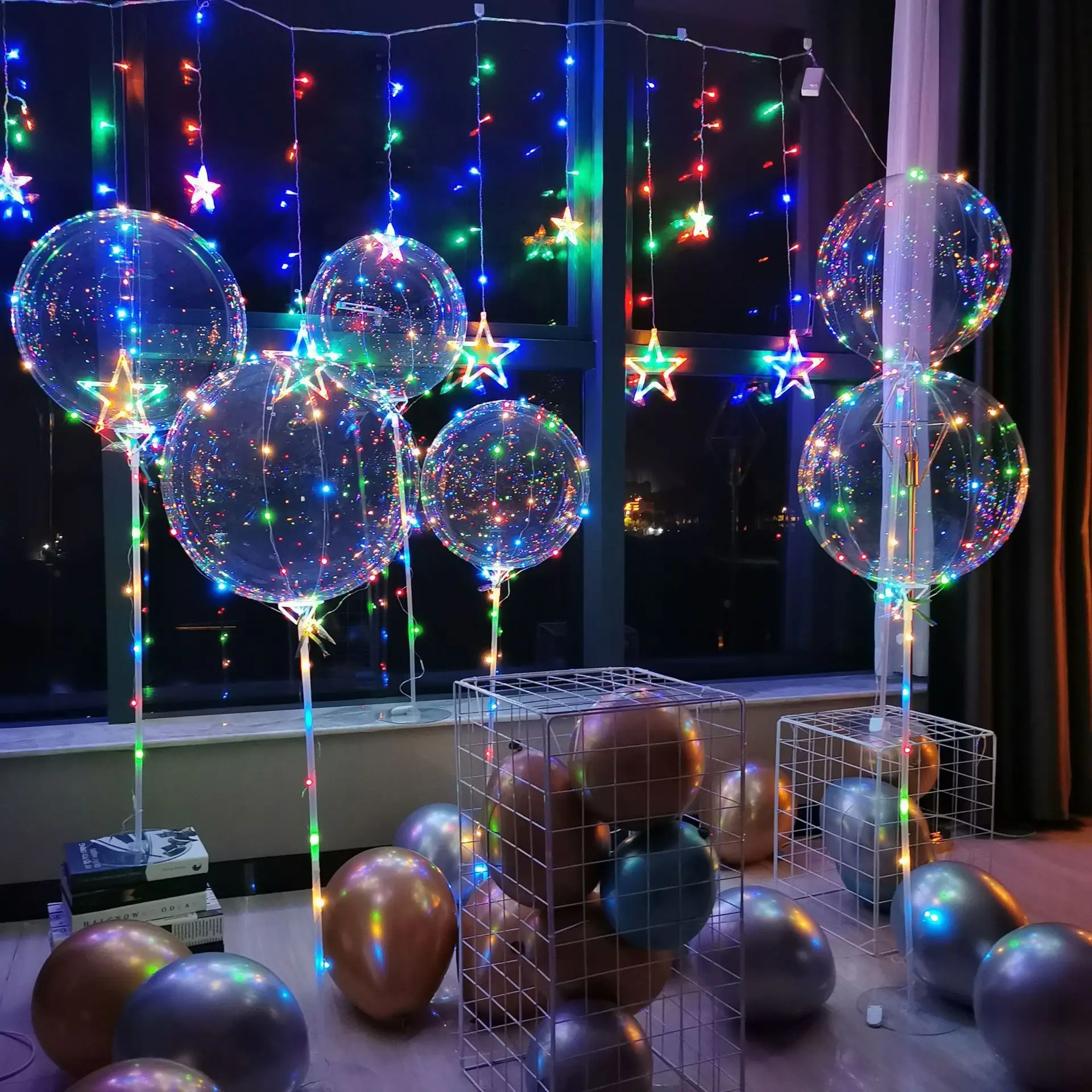 LED Bobo Balloons Light Up Balloons Clear Helium Bubble Glow Balloons with String Lights for Birthday Wedding Decoration