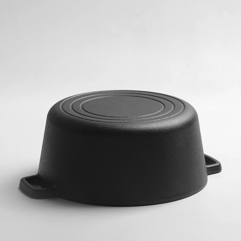 XL CUSTOM LOGO Cast Iron Serving Pot Dutch Oven with Dual Handles  Pre-Seasoned  7-Quart Black