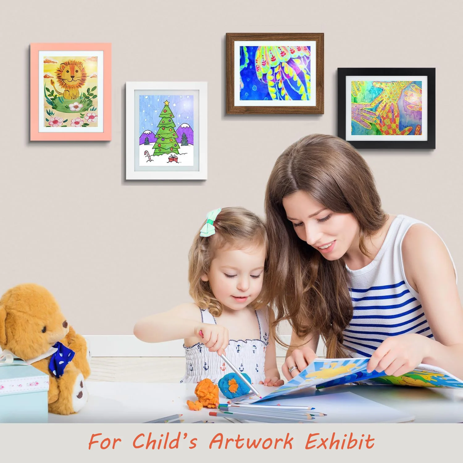 Hot sale solid wood Front-Opening for Kids Drawings, Artworks, Children Art Projects, Schoolwork  A4 Kids Art Photo  Frames