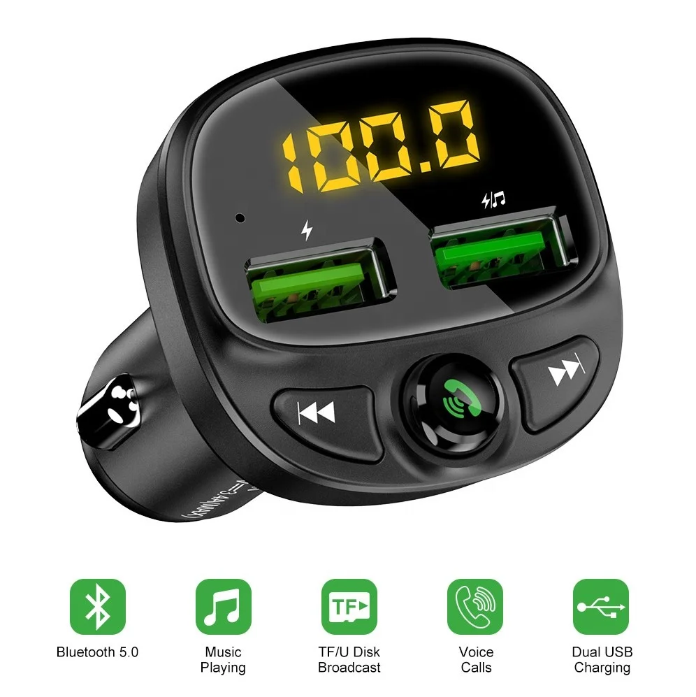 Fast Charging  Dual USB Port  Fm Transmitter  Wireless  car cigarette  lighter charger for phone charger Adapter in the car
