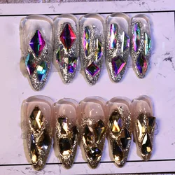 Free Shipping Luxury Private Label Press On Nails Handmade Custom Thick Acrylic Nails With Rhinestones Artificial Fingernails