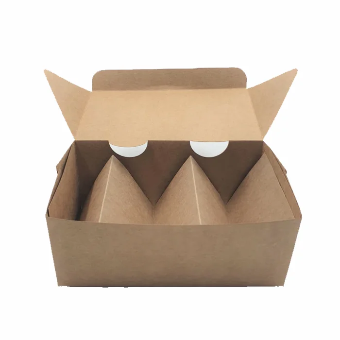 Customized Compostable Taco Packing Paper Food Box Disposable Oil-proof Kraft Taco Holder for Restaurant