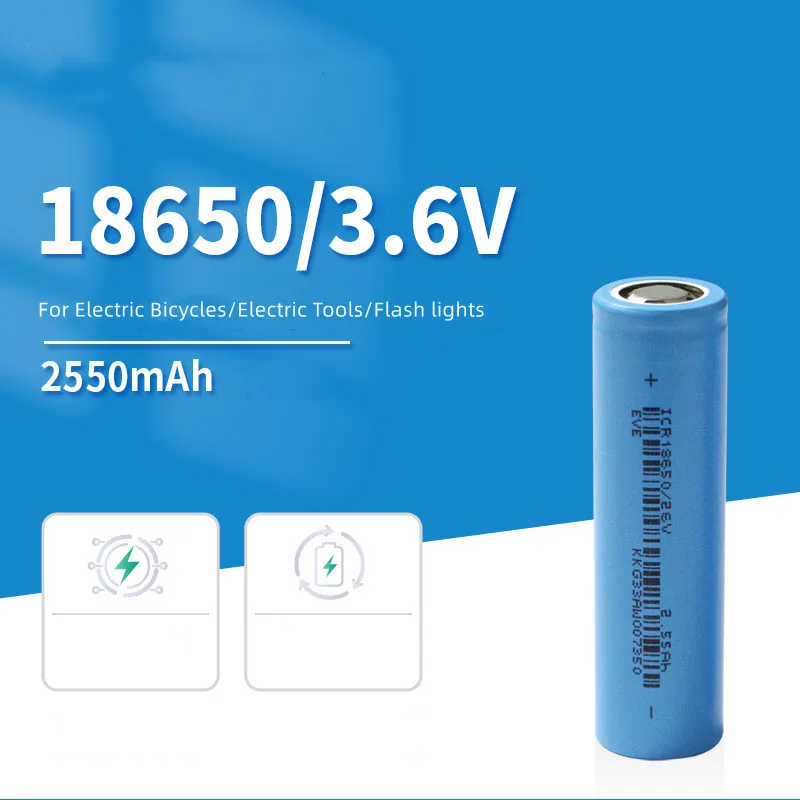 High Discharge Flat Top Baterai 3.7 Volt 2550 mah ICR Small Rechargeable Li-ion 18650 Lithium Ion Battery Production Line