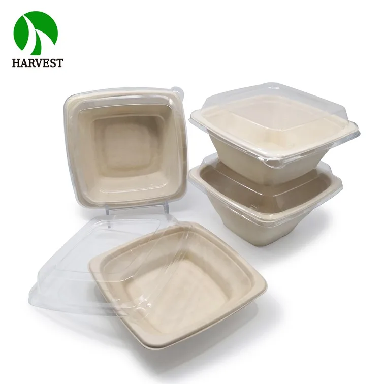 Disposable Bamboo Takeaway Sugarcane 32Oz 24Oz Pulp Food Container