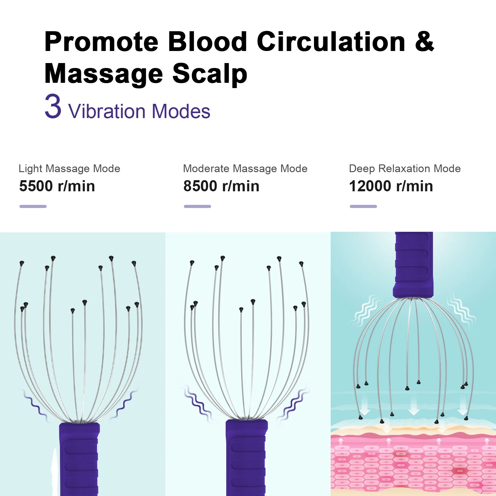 New coming handheld claw head massager 12 - fingers  wireless scalp scratcher tool