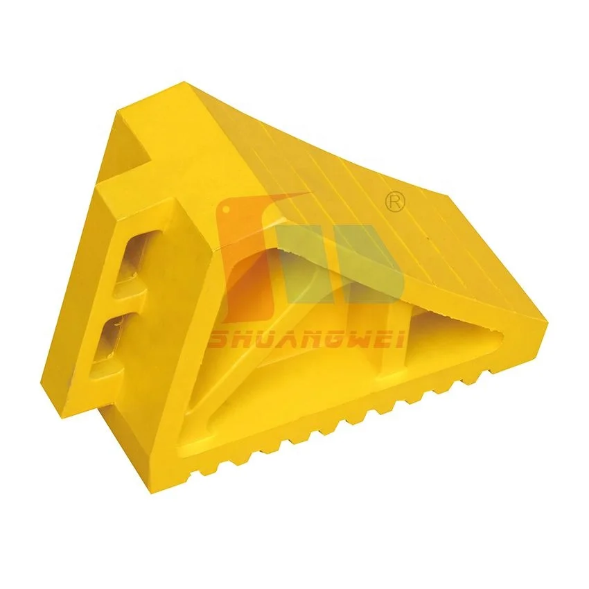 Heavy Duty Yellow Rust Proof Tire Roadblock Rubber Wheel Chock Parking Block Truck Wedges Blocks For Car Travel Trailer