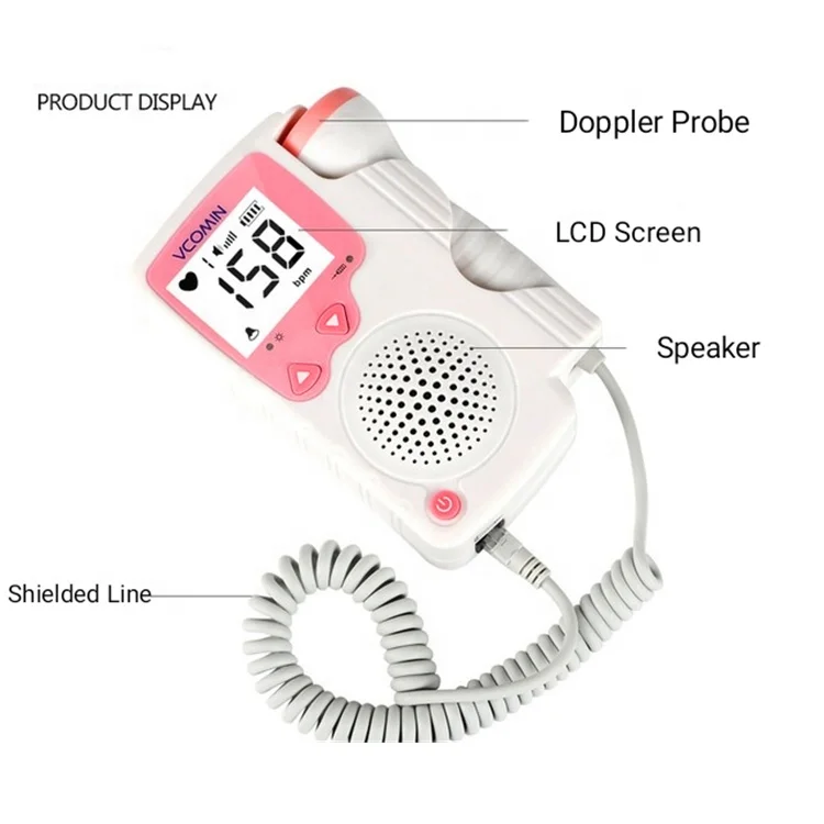 VCOMIN Home Use Pocket Fetal Heartbeat Baby Monitor Doppler Portable