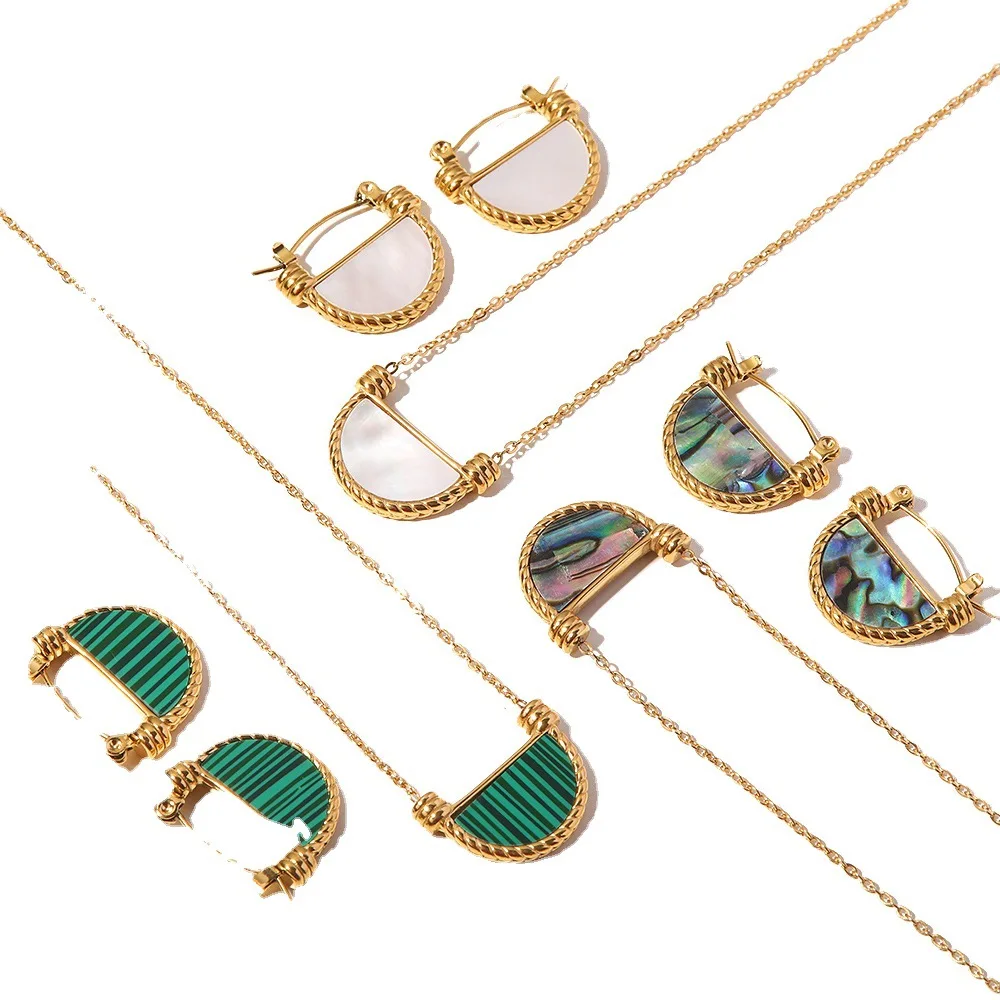 Best Selling Products PVD Gold Waterproof Stainless Steel Geometric Puka White Shell Necklace