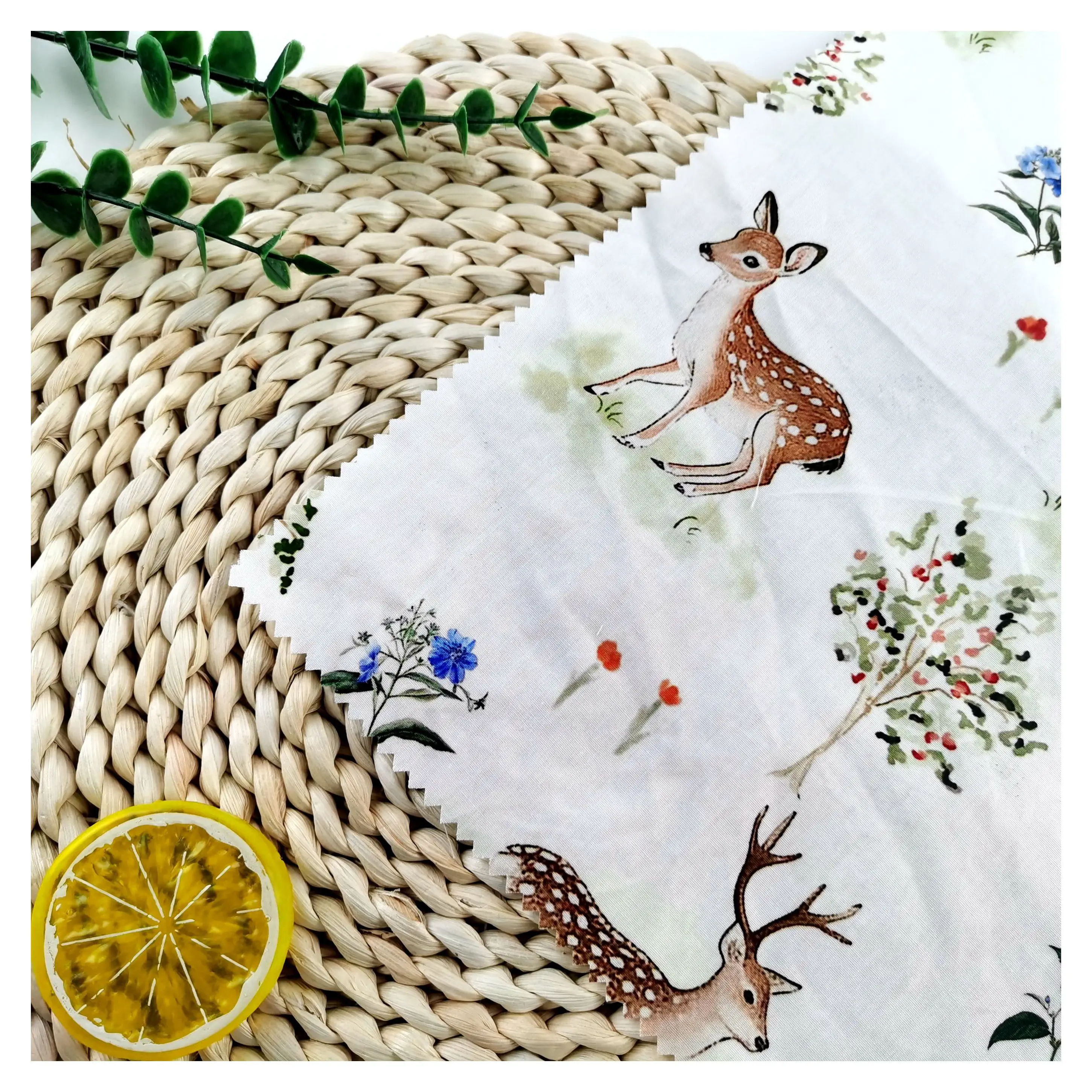 Classical soft feeling lovely animal Deer Tree pattern 100% cotton poplin print fabric for kids Baby