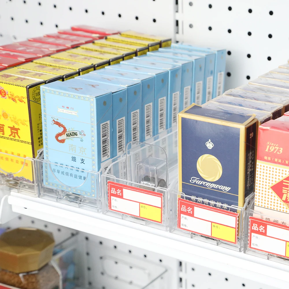 HUIYE Tobacco Pack Pusher Shelf Display Clip Strip Supermarket Smoke Spring Loaded  Cigarette Pusher