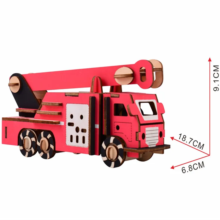 Red bus fire fruck model high-grade collectibles wooden kit good for thought training