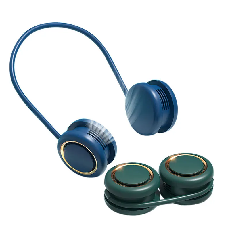 
New Trending USB 2000mah Fan Small Hanging Bladeless Neck Fan Air Cooler Portable Rechargeable Mini Neck Fan 