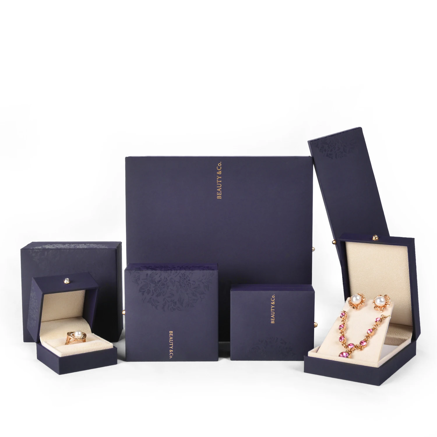 Nice quality pendant ring bangle earrings luxury plastic jewellery box packaging