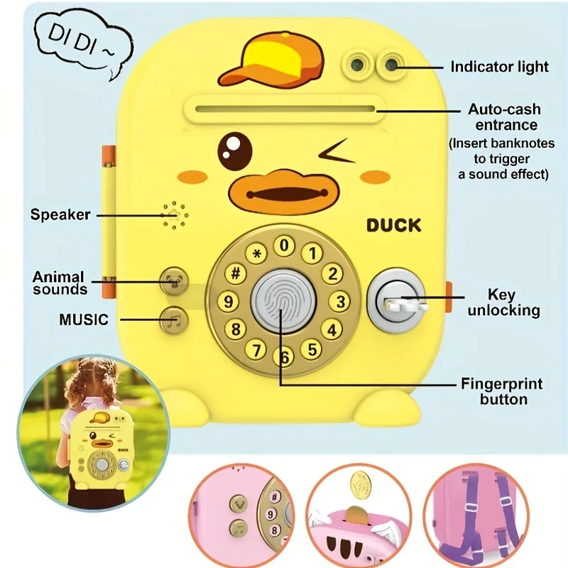 Factory Custom Cute Children Money Box Bank Toy Small Plastic Piggy Banks Kids Baby Safe Fingerprint ATM Pig Coin Storage