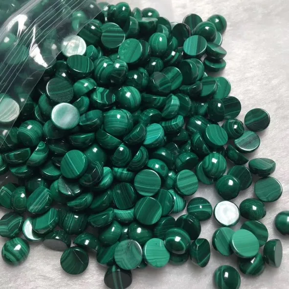 20mm Round Natural Malachite Gemstone Plain Back  Cabochon