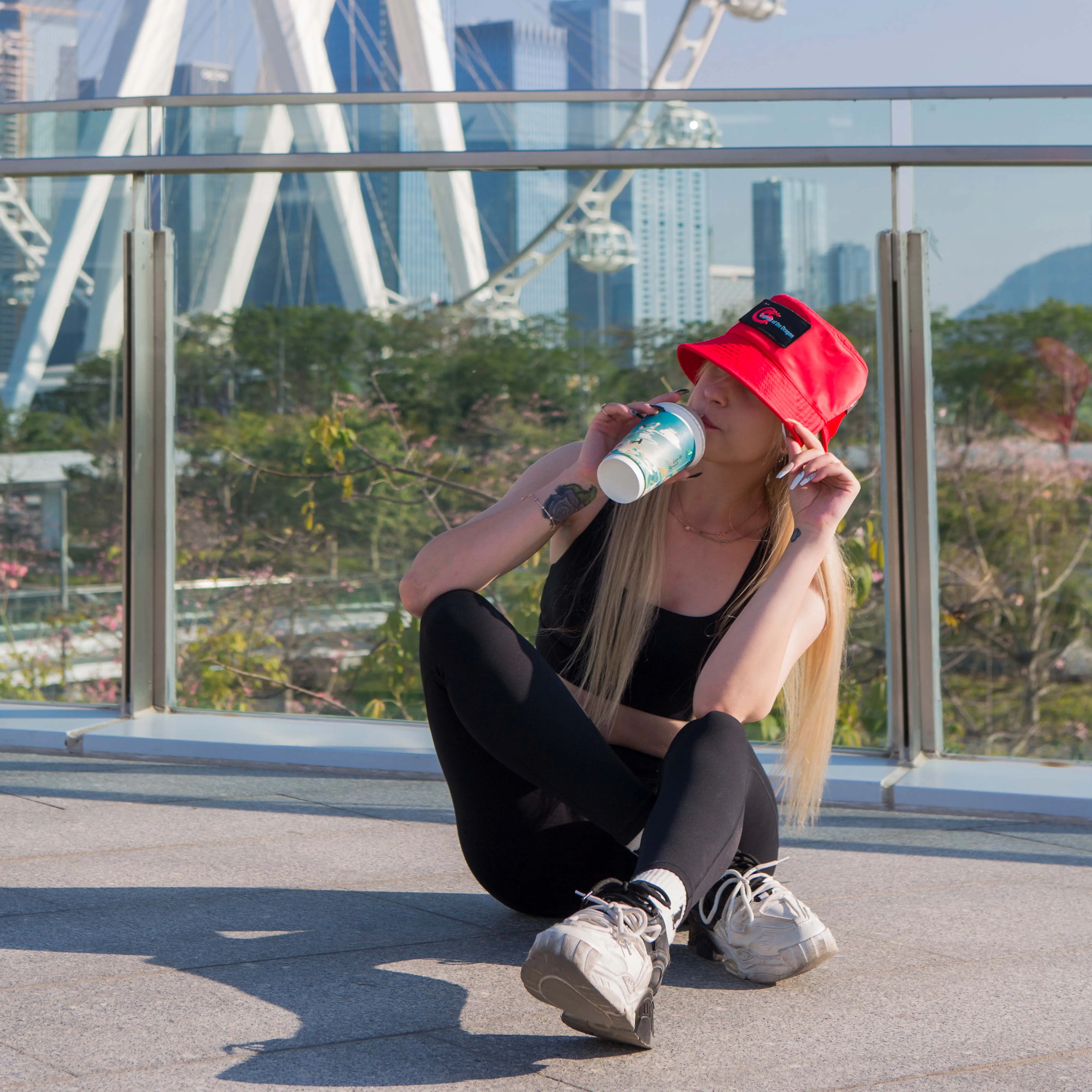 ZAMFUN Red Color Replaceable NFC Patches Fisherman Hats Bucket Hat For Women