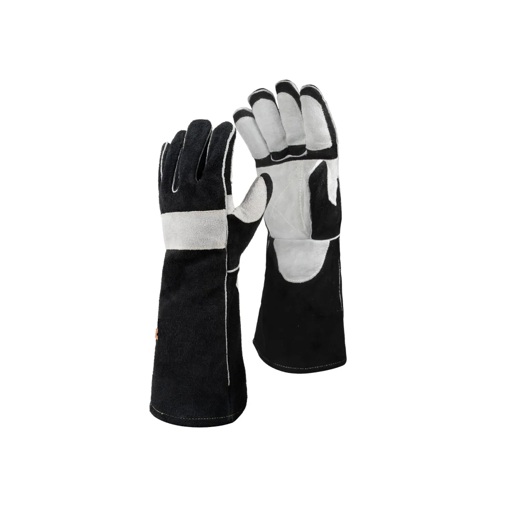 Wholesale Heavy Duty Black Kevlar 16 Inch Welding Cowhide Hand Gloves Cow Split Leather Ce Size Large With Tpr