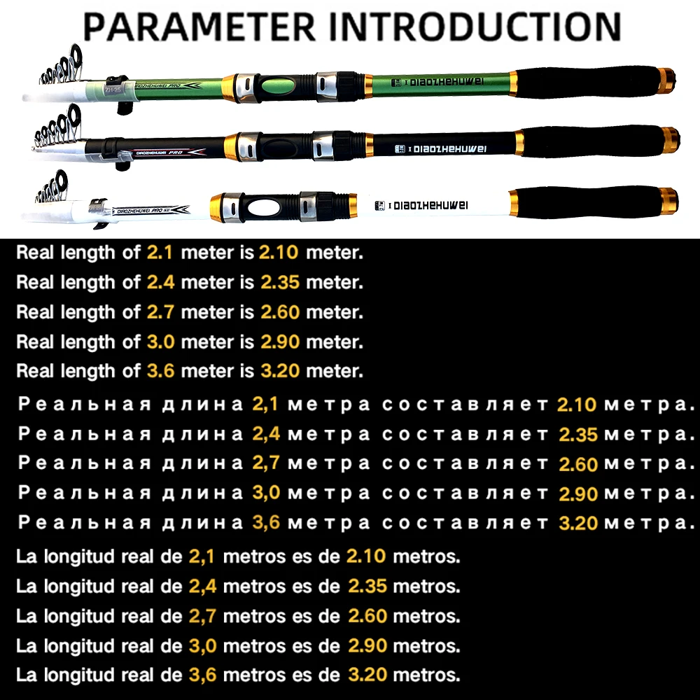 Super Hard Telescopic Fishing Rod 99% Carbon Fiber 2.1-3.6M Carbon Spinning Pole Sea Fishing Stick Metal Ring