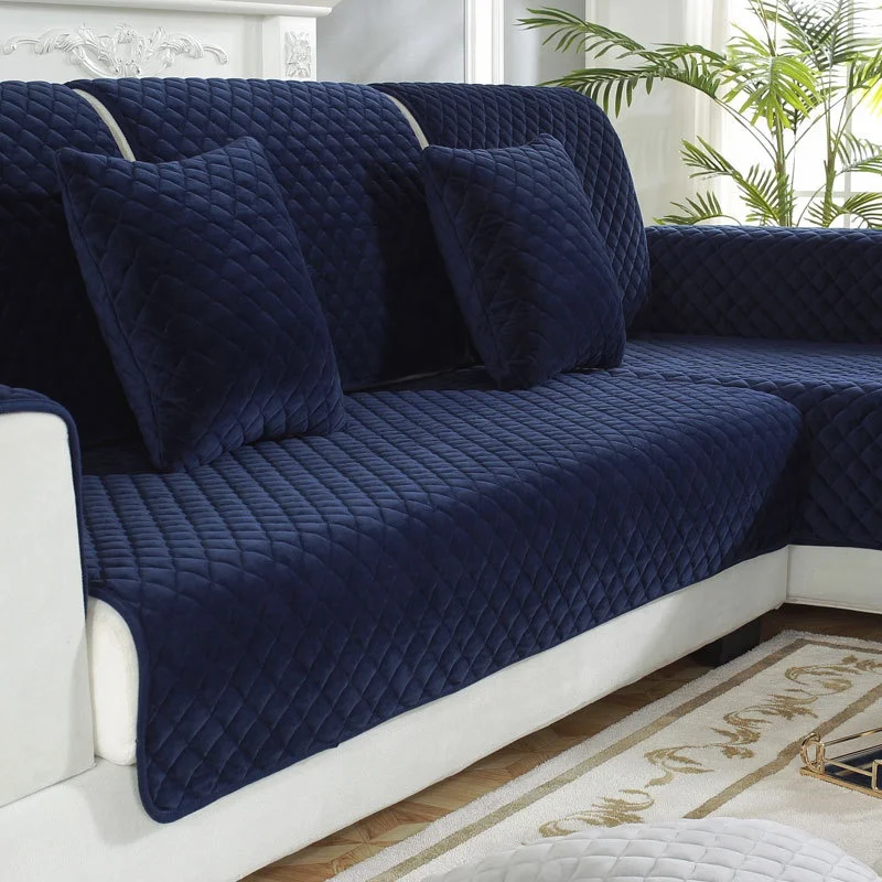 Hot Sale Good Quality Flannel Fur Embroidery Pattern 3 Seat Sofa Covers With Anti-slip