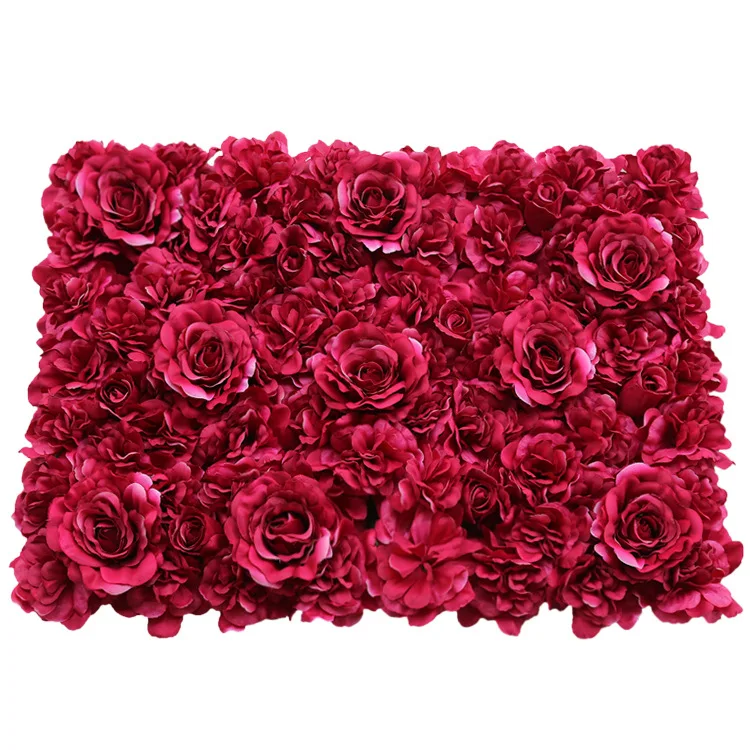 Custom Wedding Decorative Backdrop Panels Artificial Red Pink Rose Flower Wall Panel