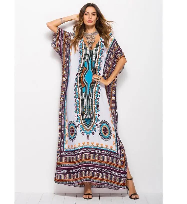 
2019 Plus Size Summer 2019 hot South American print casual fashion beach dress 