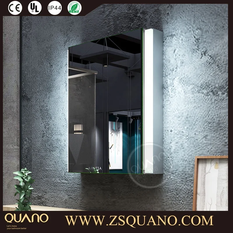 Customized Size Multi-function Bath Vanity Smart LED Lights Bathroom Mirror Cabinet With Shaver Socket