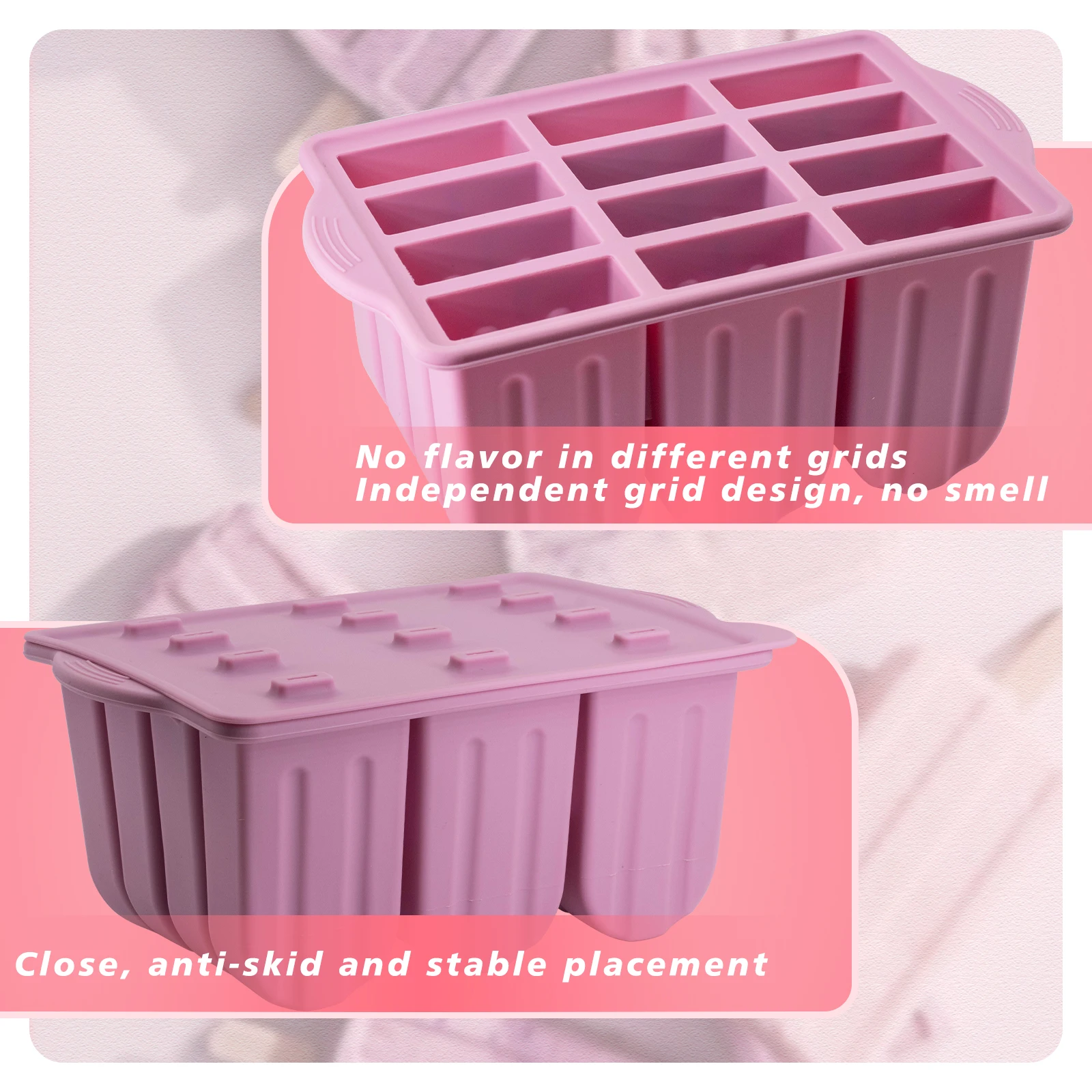 12 Cavities Silicone Popsicle Molds for Kids Adults Food Grade Popsicle Maker Molds BPA-Free Ice Pop Mold