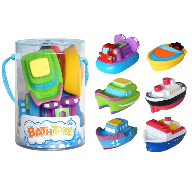 Eco-friendly Vinyl PVC Bath Toys Boat Ship For Kids Baby Swimming Cognitive Floating Toy Play Set For Kids Toddlers