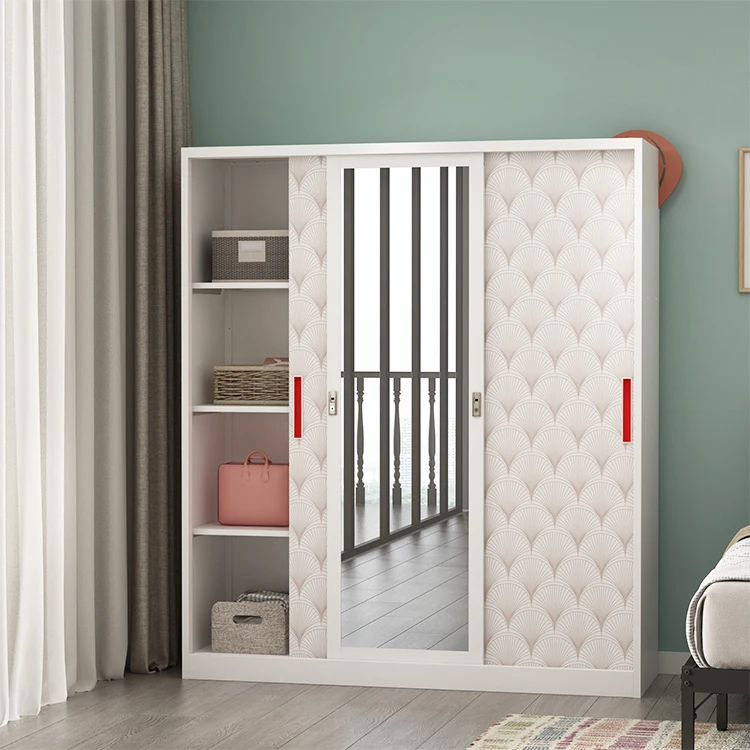 Household Double Door Small Closet Cabinet With Lock Steel Wardrobe Cabinet metal bedroom locker cabinets