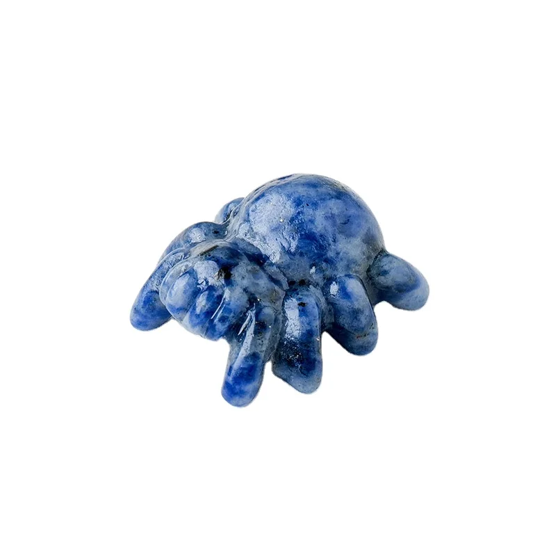 Wholesale Natural Crystal Blue Aventurine Spider Crystal Craft Carving Rose Spider Mini Calcite Spider for Halloween Gift