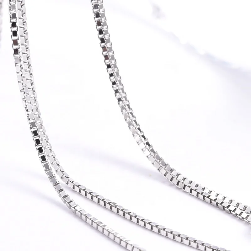 
SJ-CH001 Rhodium Plated 925 Sterling Silver 18 Inch Box Chain Pendant Necklace Chain For Jewelry Making 