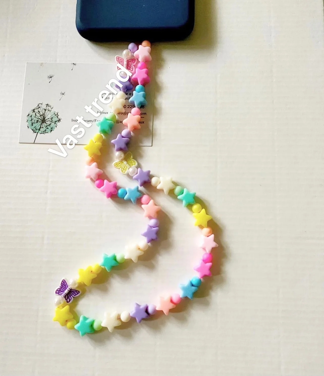 Korean Version Star Heart Letter Shaped Long Phone Case Chain Colored Beads Chain Phone Straps