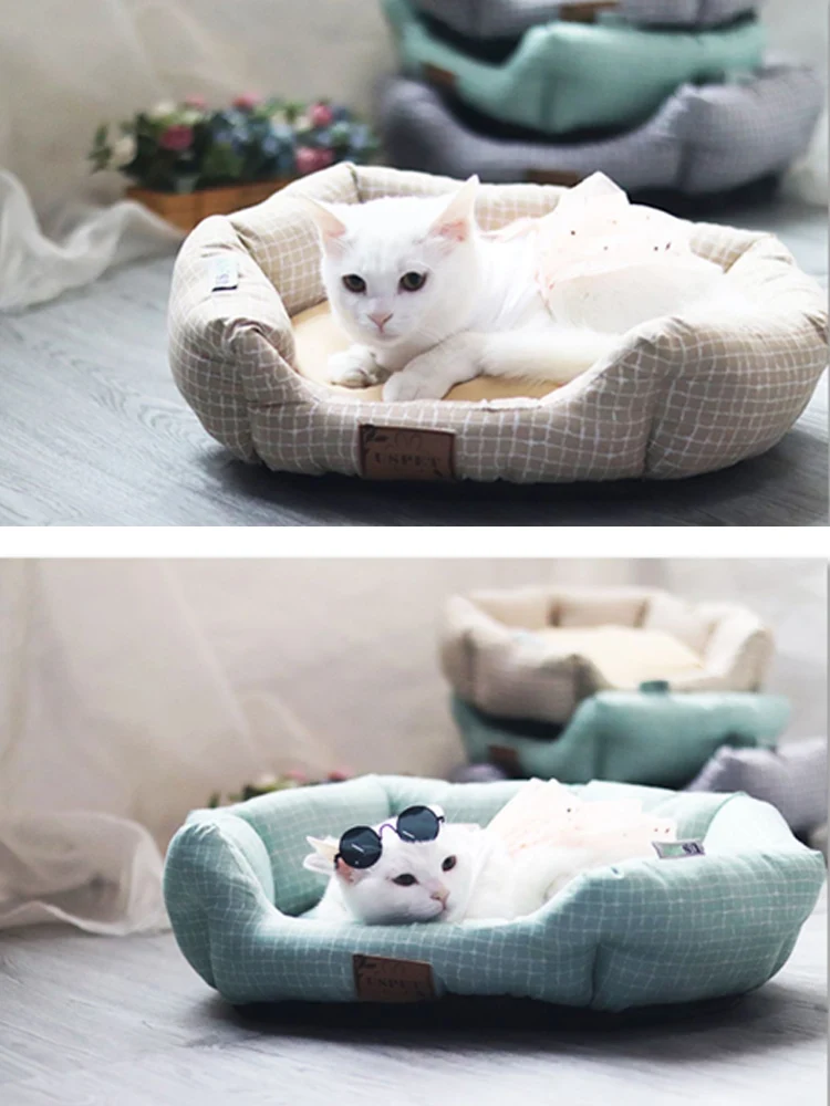 Летняя крутая дышащая подстилка из ротанга оптом круглая для собак и кошек