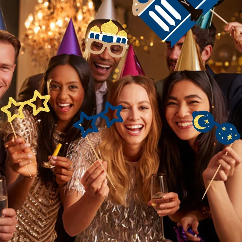 Wholesale Happy Eid Party Ramadan Glasses Props Cake Insert Muslim Moon Day Decorations Plugin Cake Dessert Photo Booth props