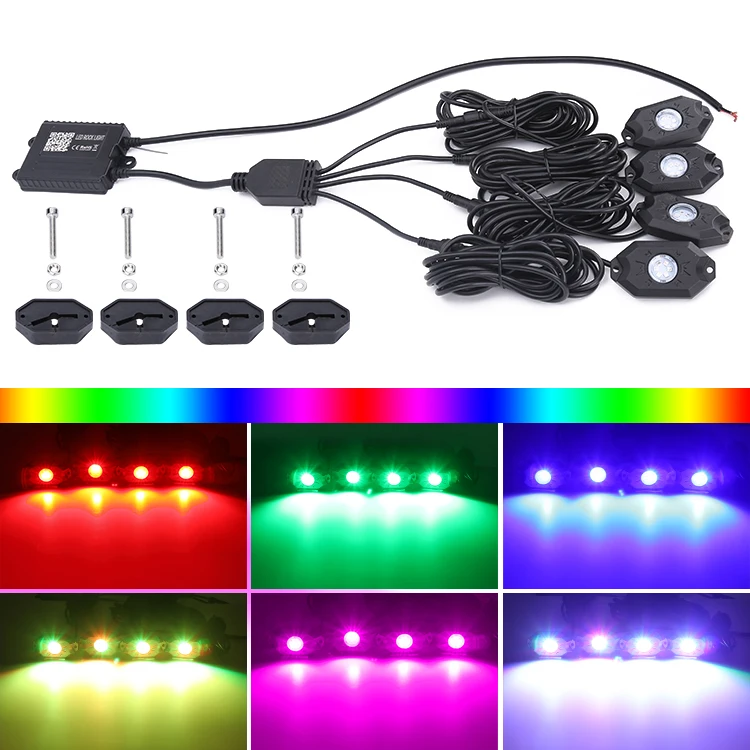Others Car Light Accessories 4 8 12  Pods Offroad Atv Utv Truck Rocklights Led Flashing Rock Lights Rgb Rgbw Chasing Rock Lights