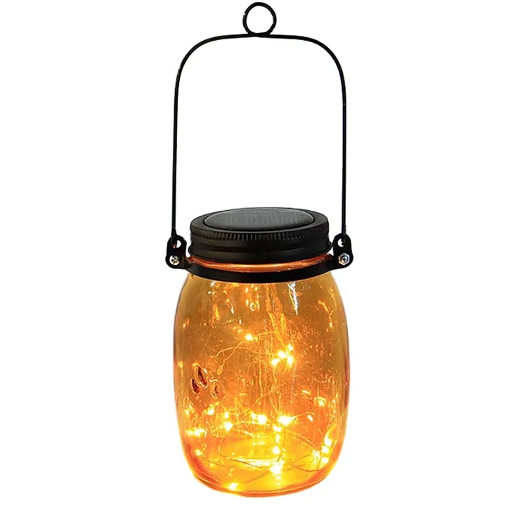 Solar Glass Rechargeable Solar Hanging Lantern Light for Outdoor Garden