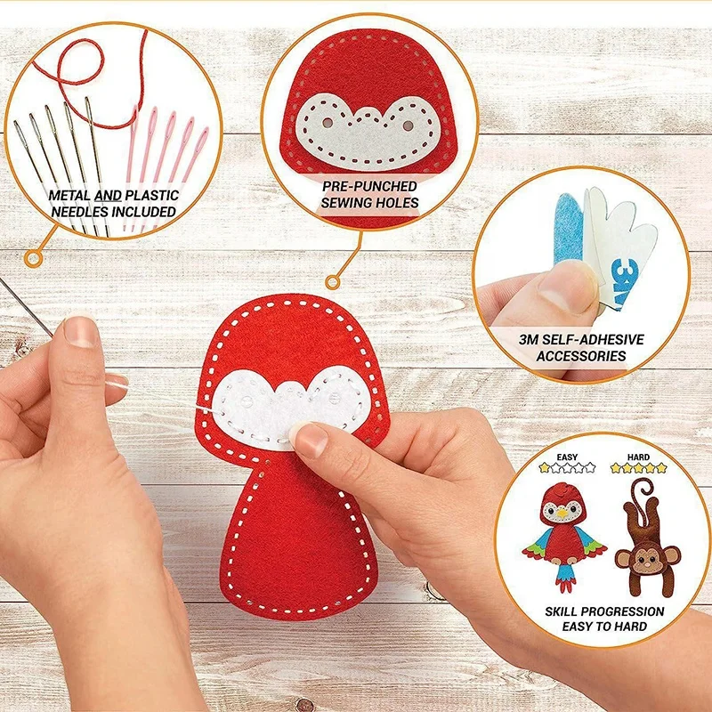 New Arrival Early Educational Diy Wool Felt Christmas Zoo Felt Kid Felts Craft Animals Sewing Diy Toy