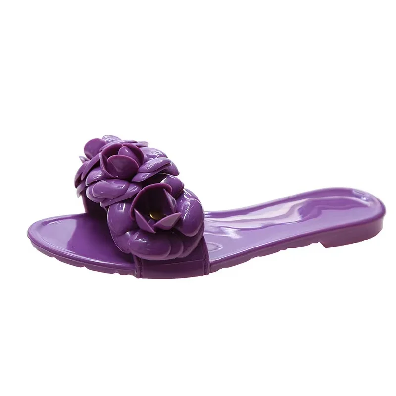 Wholesale 2022 Camellia PVC Flat Beach Shoes Flip flops Women Slippers