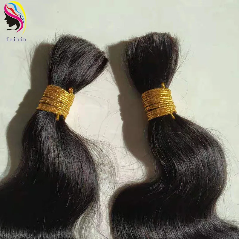 Hair bulk pure black straight cuticle aligned Natural wholesale virgin raw vietnamese vendor extension braid Human Hair