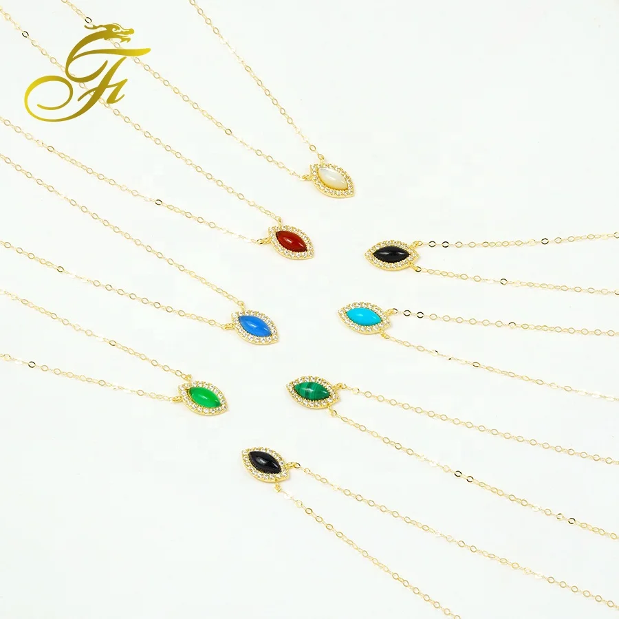 Dainty Aesthetic Gold Woman Jewelry Solid Gold Chain for Jewelry Making Necklace Gem Pendant Colorful 18k Gold Jewelry Necklace
