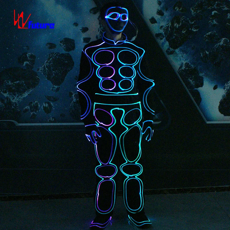 Future new robot diy dance costumes fiber optic leotards clothes headwear led stage Performance Wear